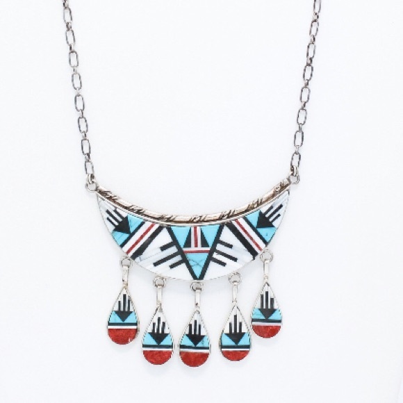 HP 8/22 π Zuni Inlay Adjustable Choker OP0124 - Picture 2 of 5